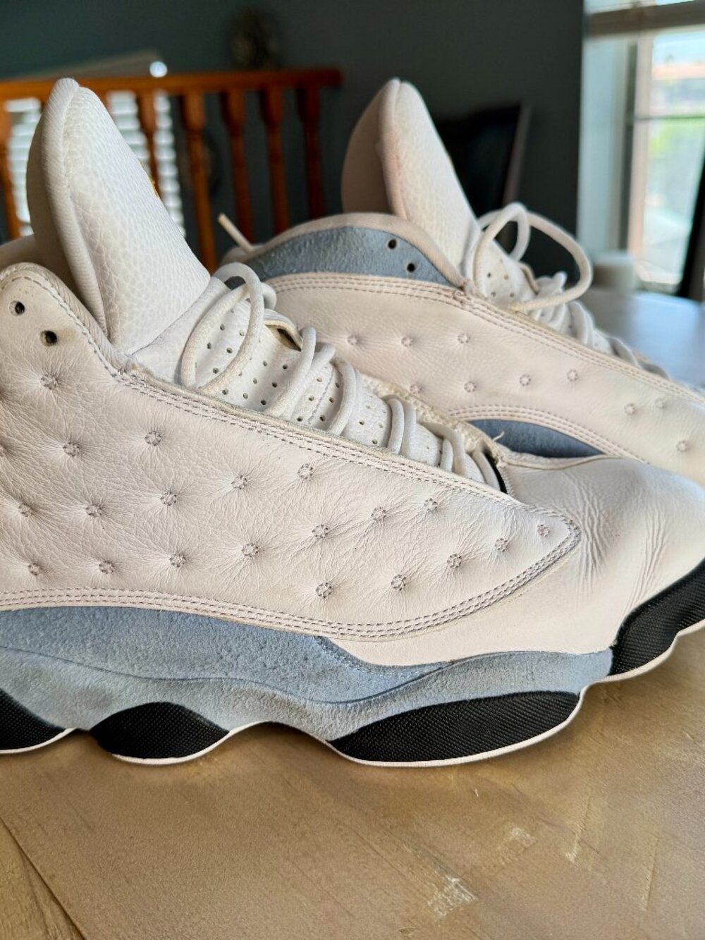 Nike Air Jordan 13 Retro Blue Grey White Yellow Ochre 414571-170 - Men's Size 11